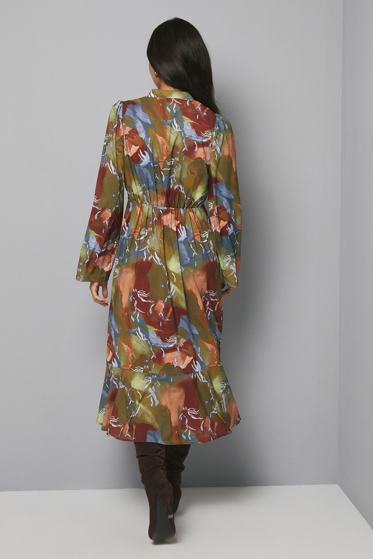 Wallis Wallis Women's Abstract Print Wrap Midi Dress in Rust - 3