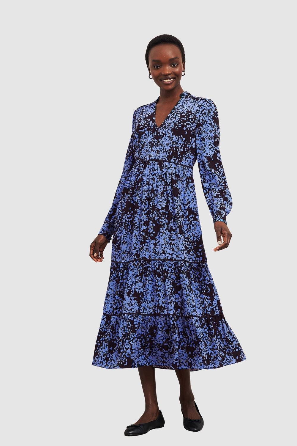 Hobbs London Hobbs London Women's Tillie Floral Print Midi Dress in Dark Navy - 4