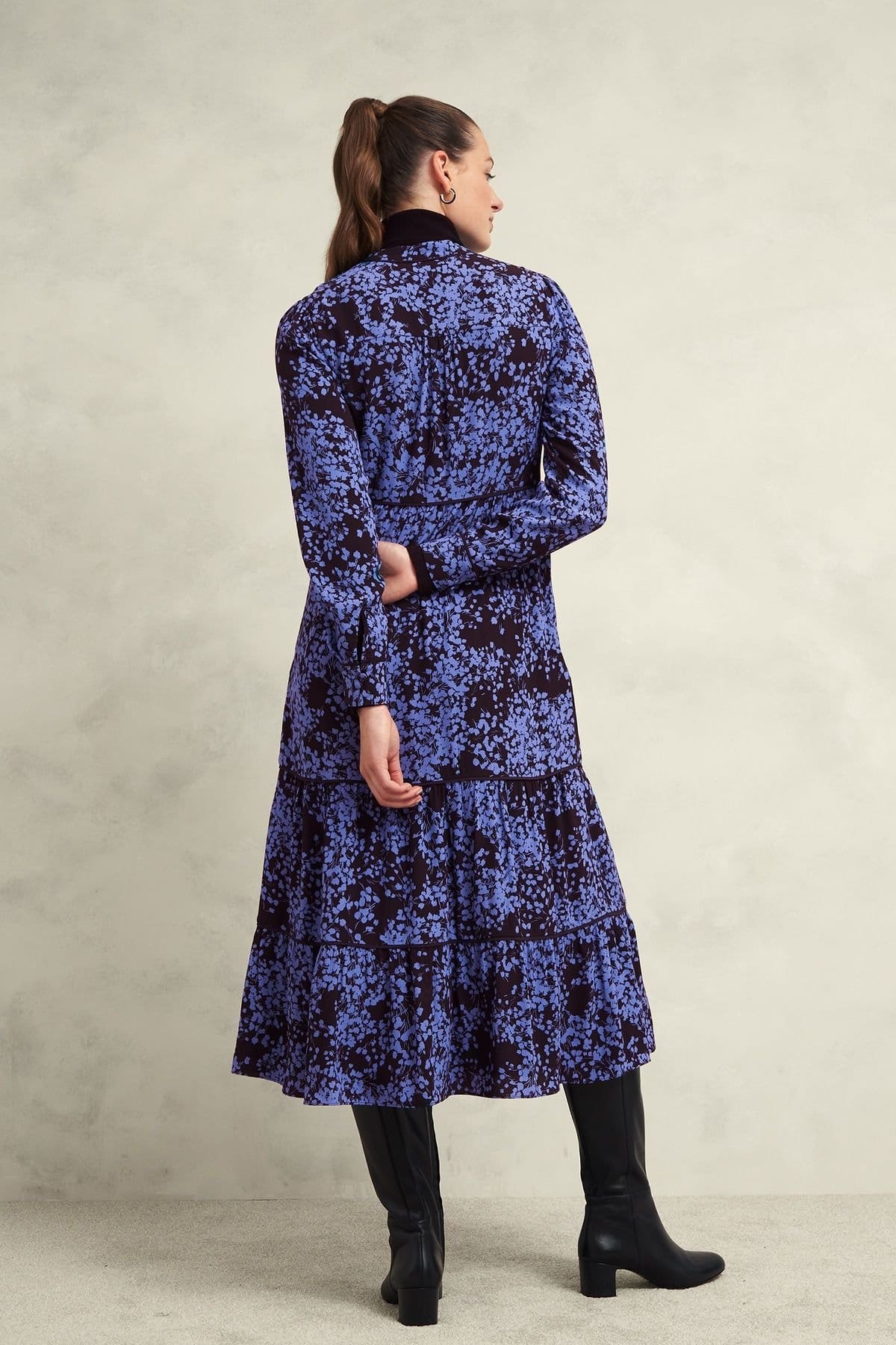 Hobbs London Hobbs London Women's Tillie Floral Print Midi Dress in Dark Navy - 4