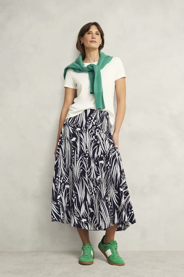 Hobbs London Hobbs London Women's Noemi Floral Print Midi Skirt in Dark Navy - 3