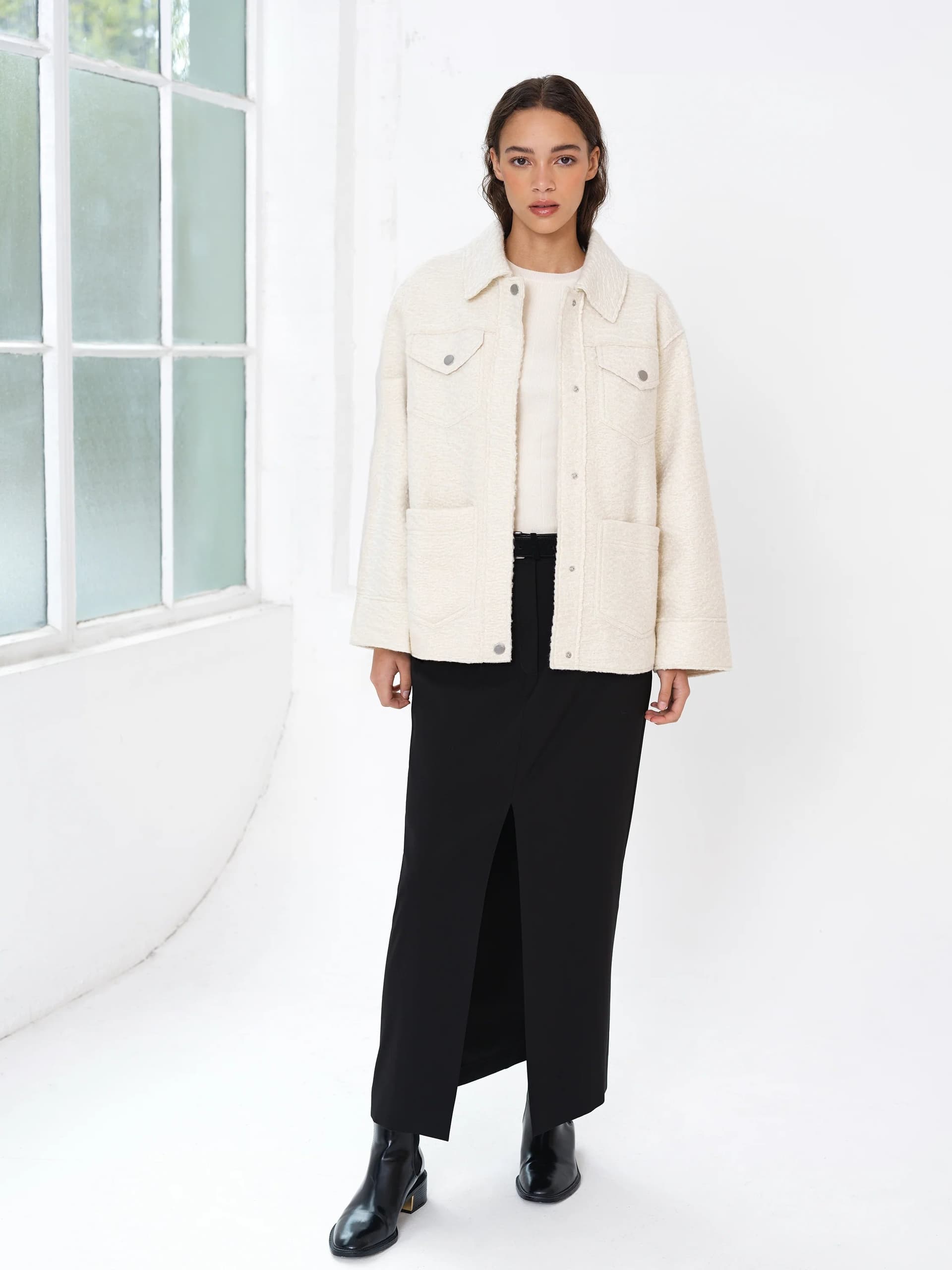 French Connection Allie Boucle Jacket Putty Neutral