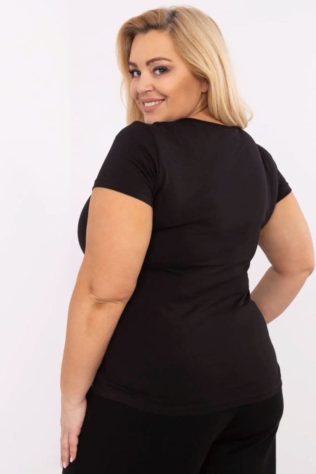 Love Lace Love Lace Women's Plus Size Cotton Elastane Casual T-Shirt in Black - 3