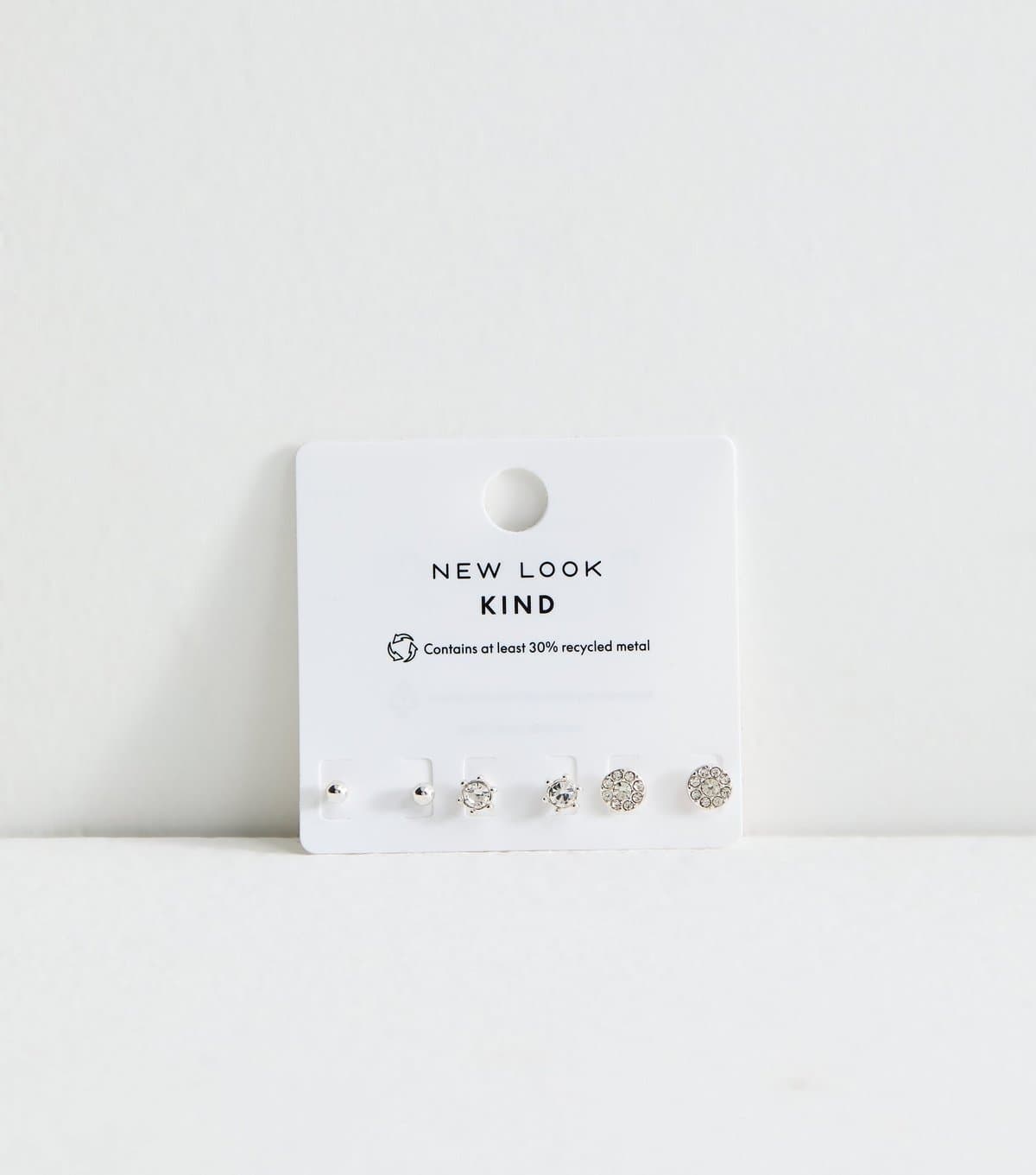 New Look Pack of 3 Silver-Tone Diamante Stud Earrings New Look