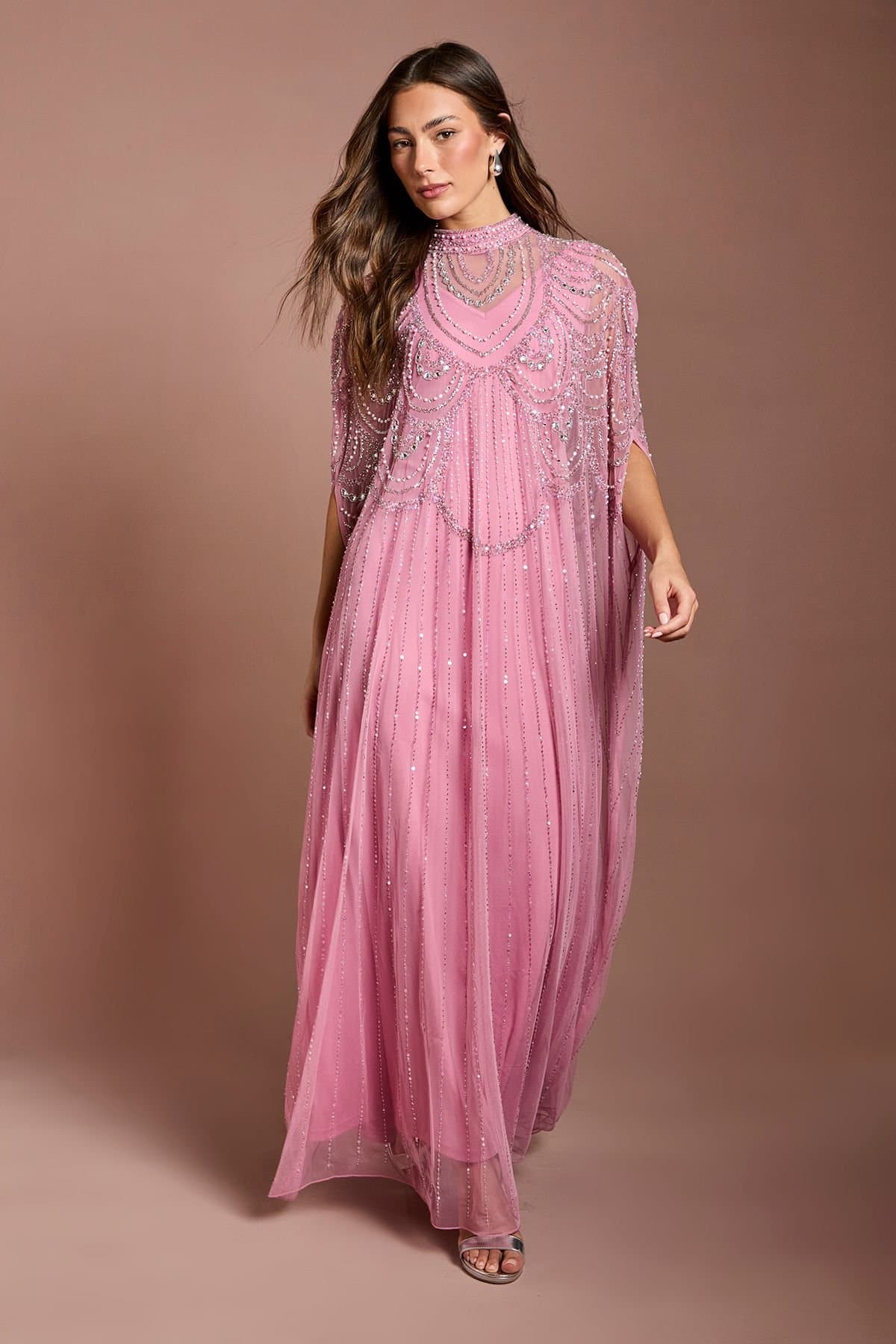 Coast Coast Women's Heavily Embellished Maxi Dress in Rose