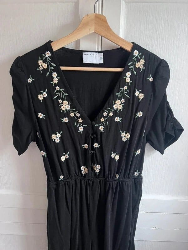 ASOS Black Embroidered Playsuit