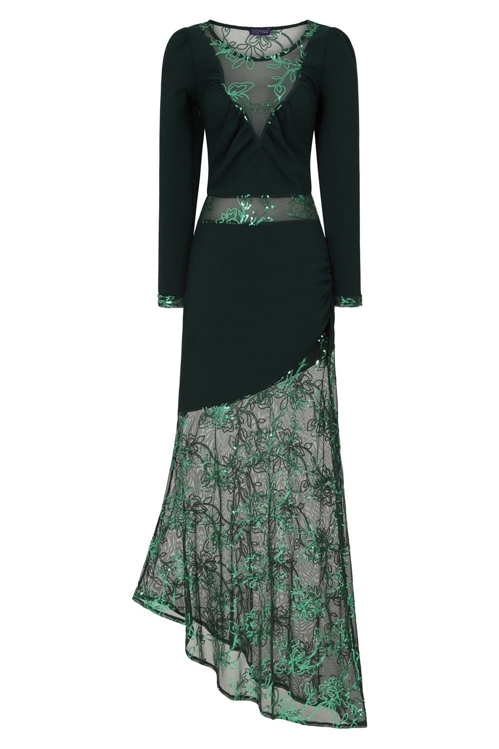 Hot Squash Hot Squash Women's Asymmetric Mermaid Fit Gown in Green - 4