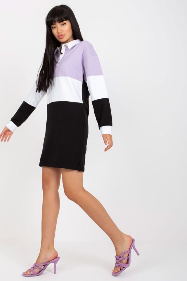 Love Lace Love Lace Women's Everyday Polo Collar Long Sleeve Dress in Black - 2