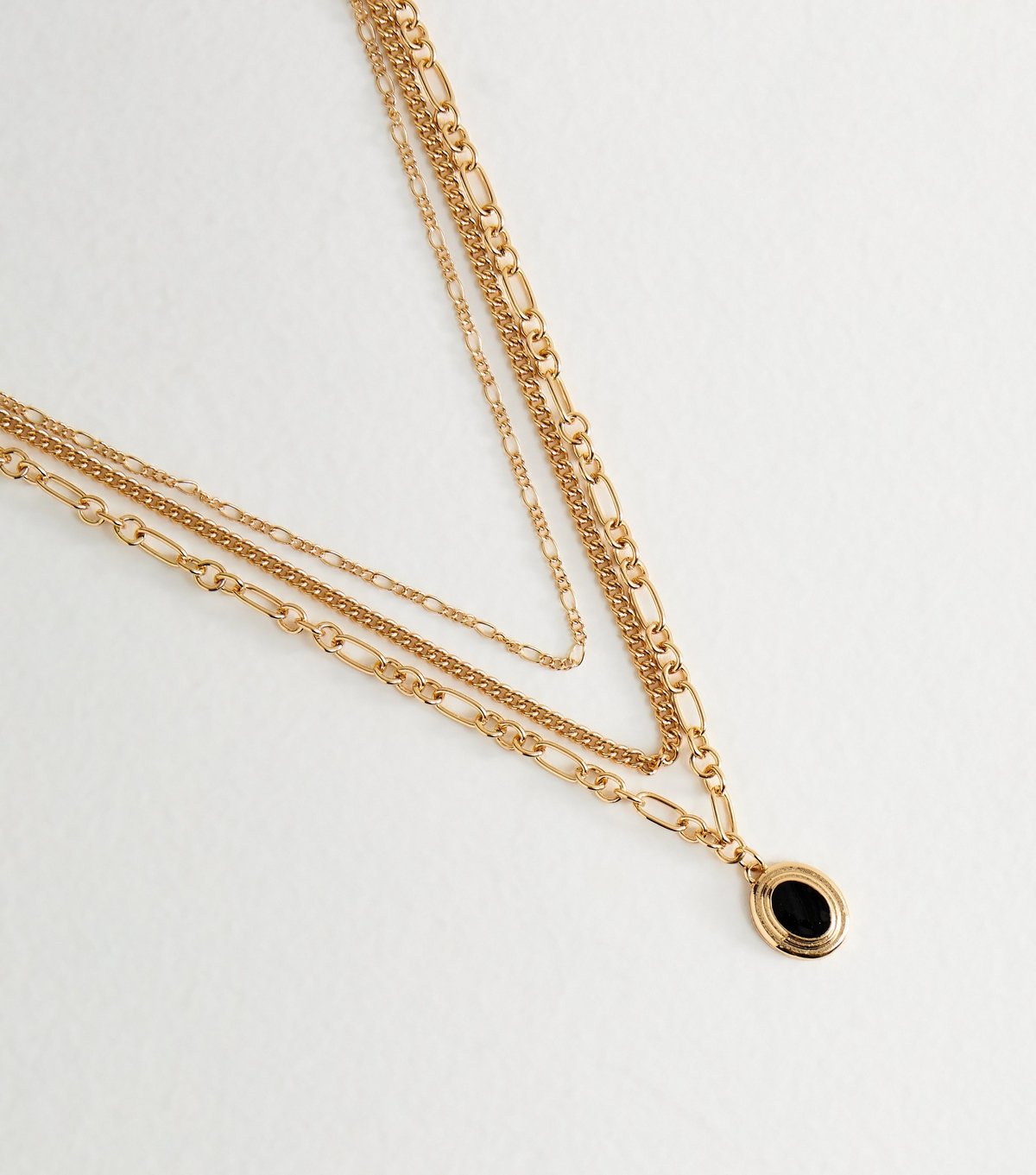 New Look Gold Tone 3- Layer Sleek Chain Oval Pendant Necklace. New Look - 3