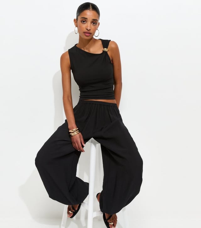 New Look Women's Black Asymmetric Sleeveless Tank Top New Look - 2