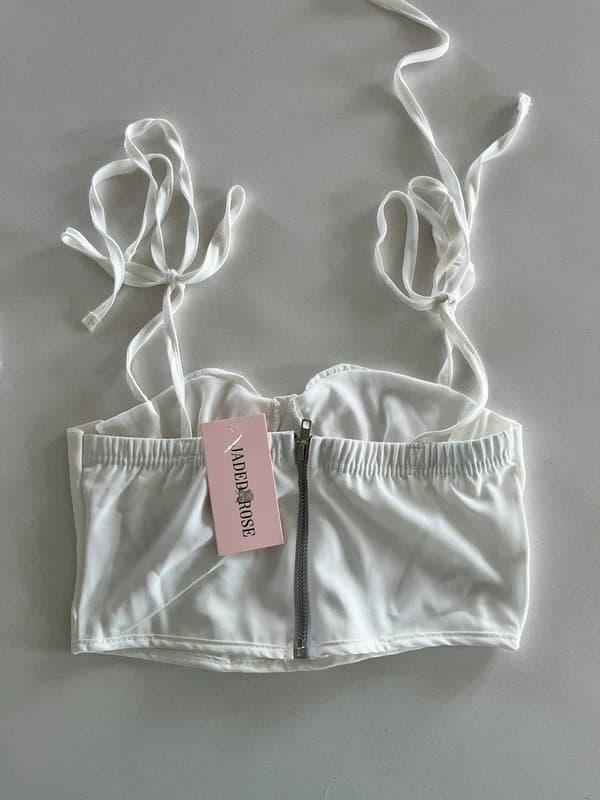 ASOS ASOS - Jaded Rose petite ruched cup corset top - size 6 - white