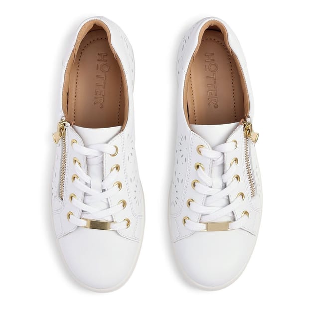 Hotter Hotter Women's Wide Fit 'Wonder' Perforated Trainers in White - 3