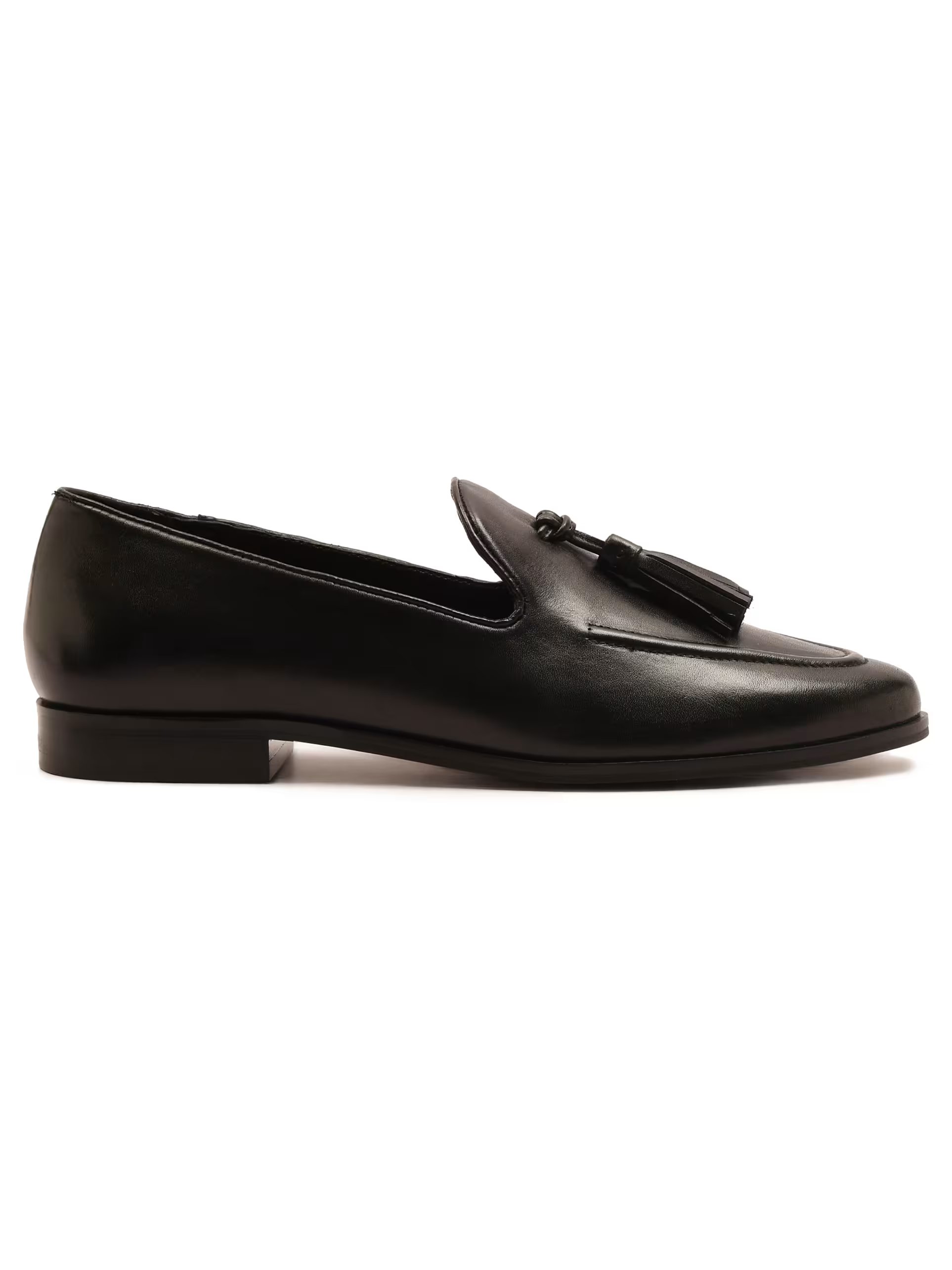 ASOS Off The Hook Moselle leather tassel loafers in black - 1