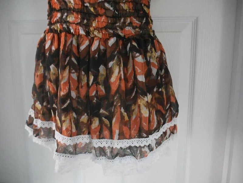 Carbon Carbon Blouse Ladies Size 16 Brown Fire Lace Hem Chiffon Top Summer Holiday New
