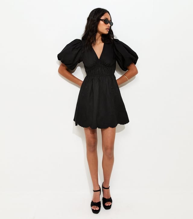 New Look Women's Black Embroidered Cutwork Mini Dress New Look - 2