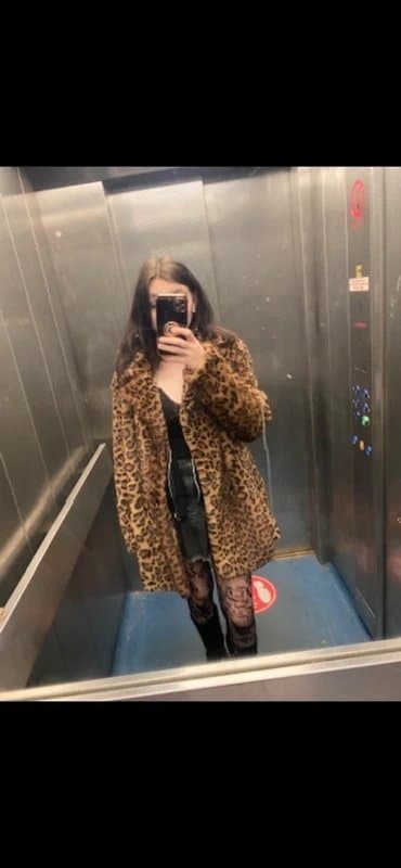 Bershka Leopard print fur coat