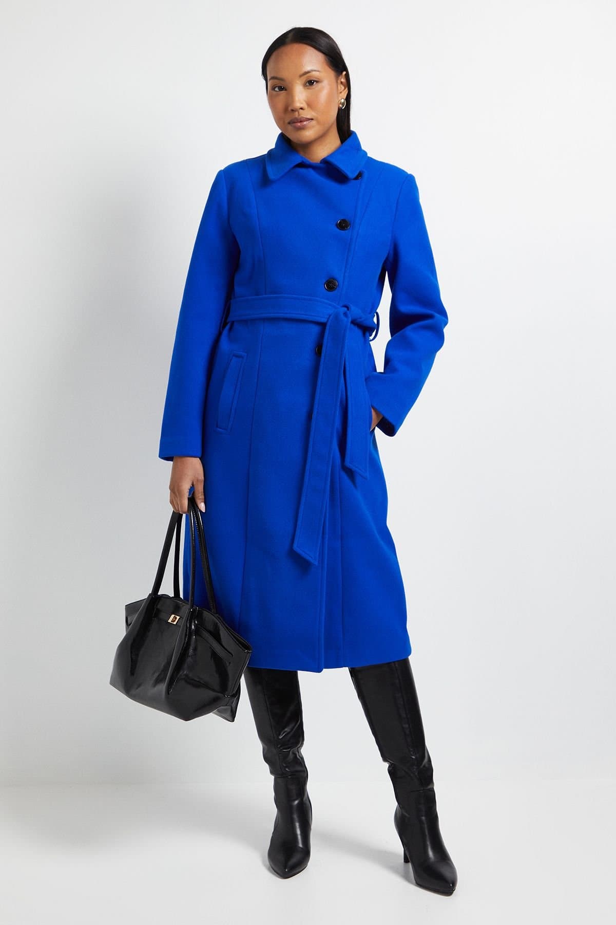 Wallis Wallis Women's Principles by Belted Wrap Coat in Cobalt