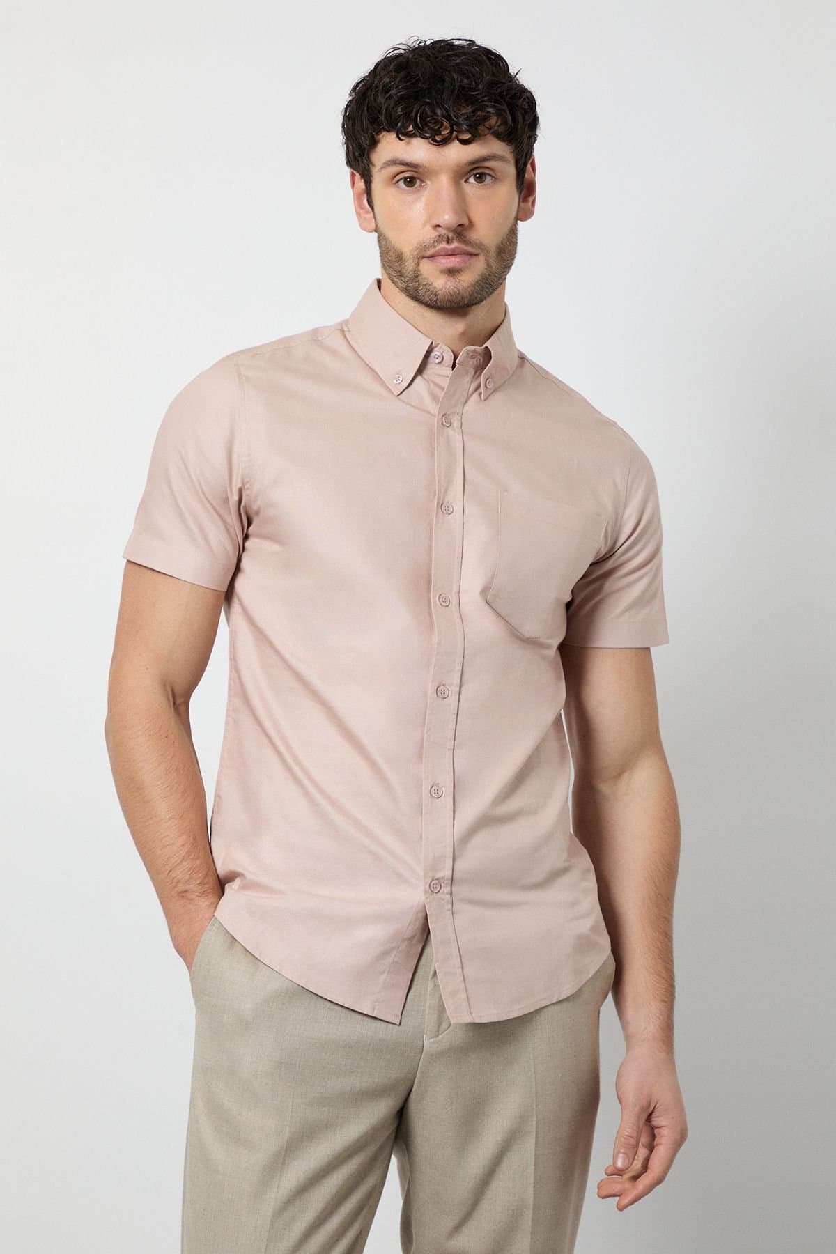 Burton Burton Men's Pink Short Sleeve Oxford Shirt