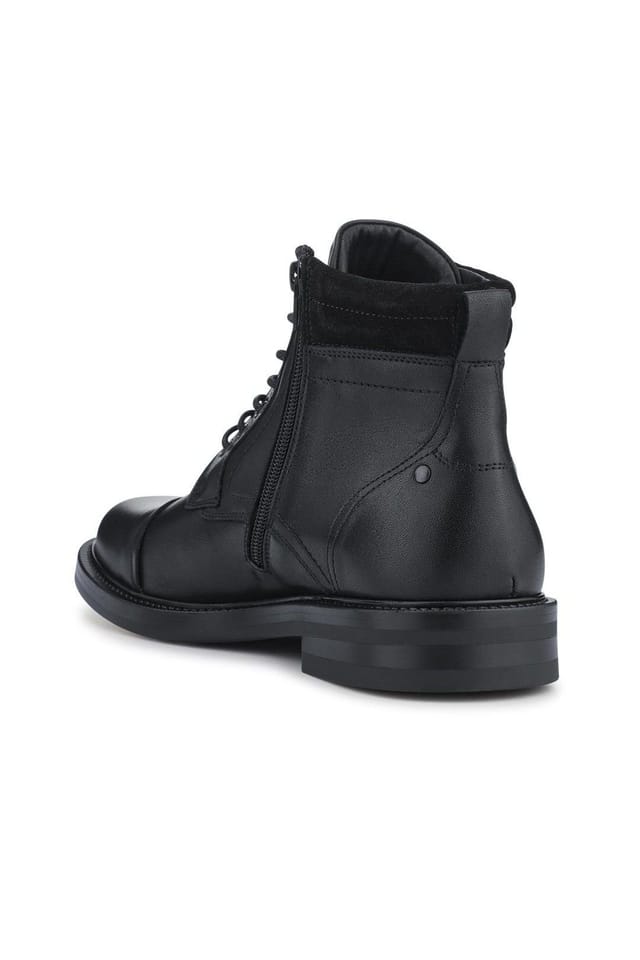 Jones Bootmaker Jones Bootmaker Men's Eugene Leather Lace-Up Boots With Padded Cuff in Black - 3