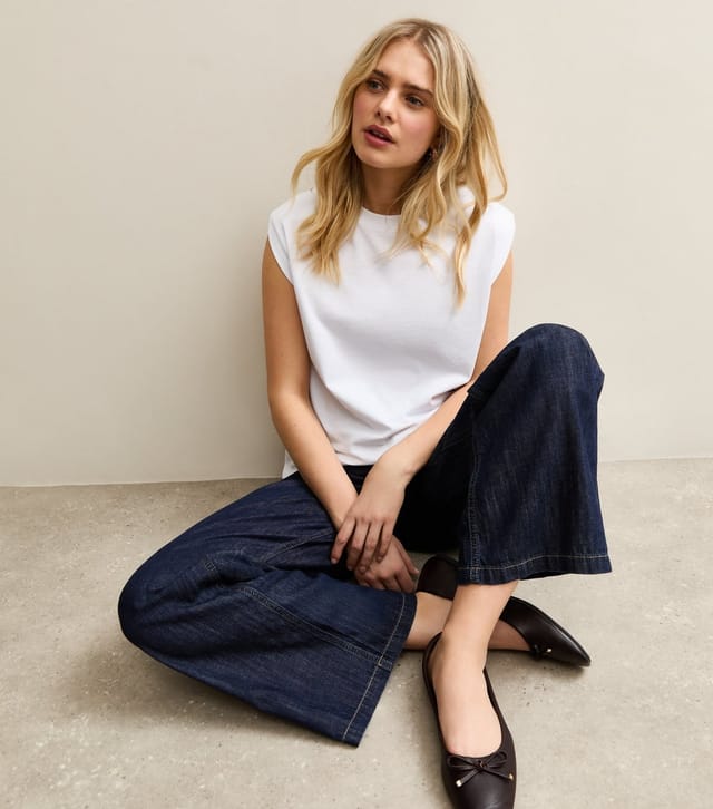 New Look Women's White Cotton Shoulder Pad Tank Tank Top New Look - 3