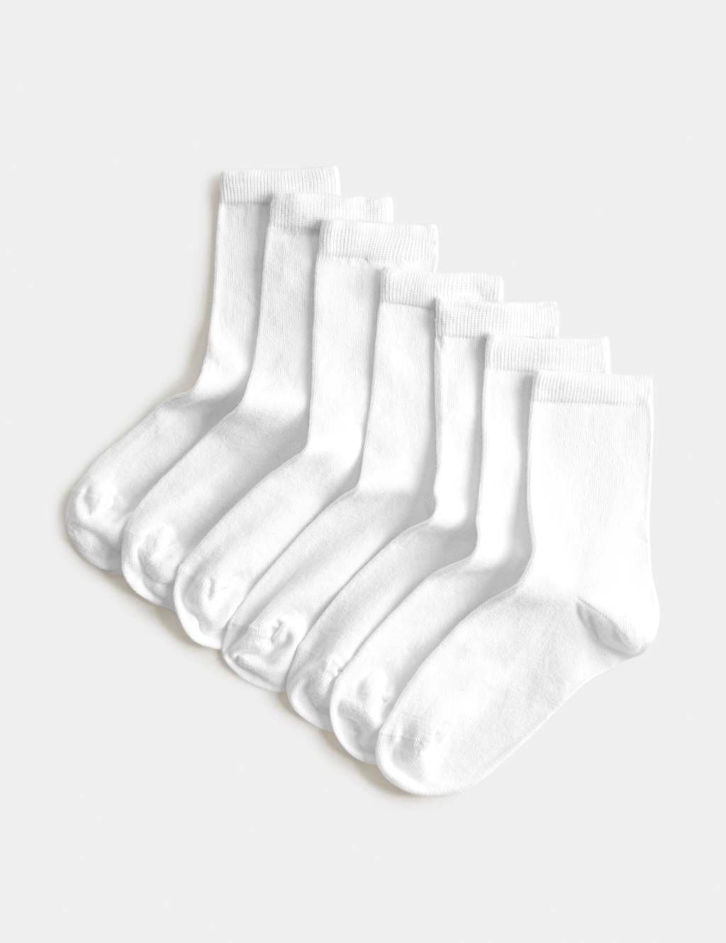 Marks & Spencer M&S 7 Pack School Socks (6 Small-10½ Large) White