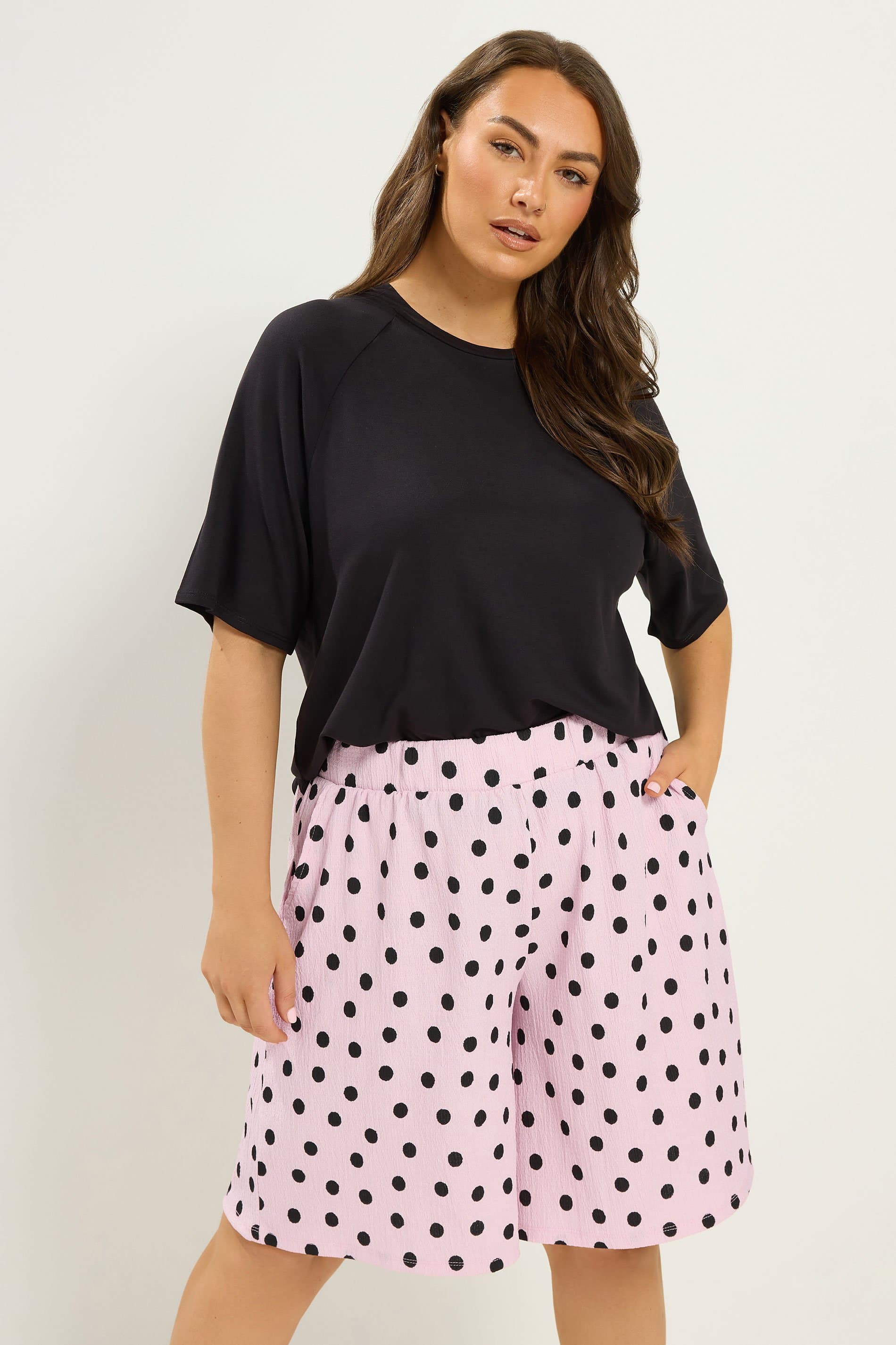 Yours Plus Size Pink Polka Dot Shorts