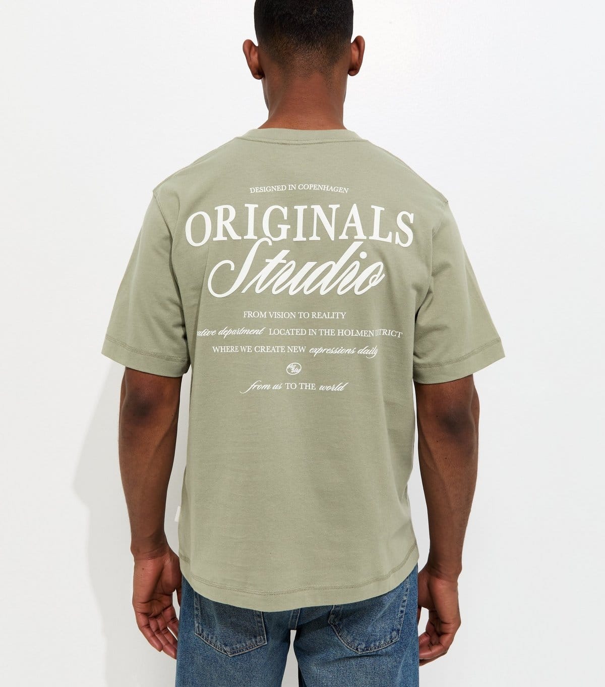 jack & jones Men's Light Khaki Relaxed Originals Studio Logo T-Shirt Jack & Jones New Look - 4