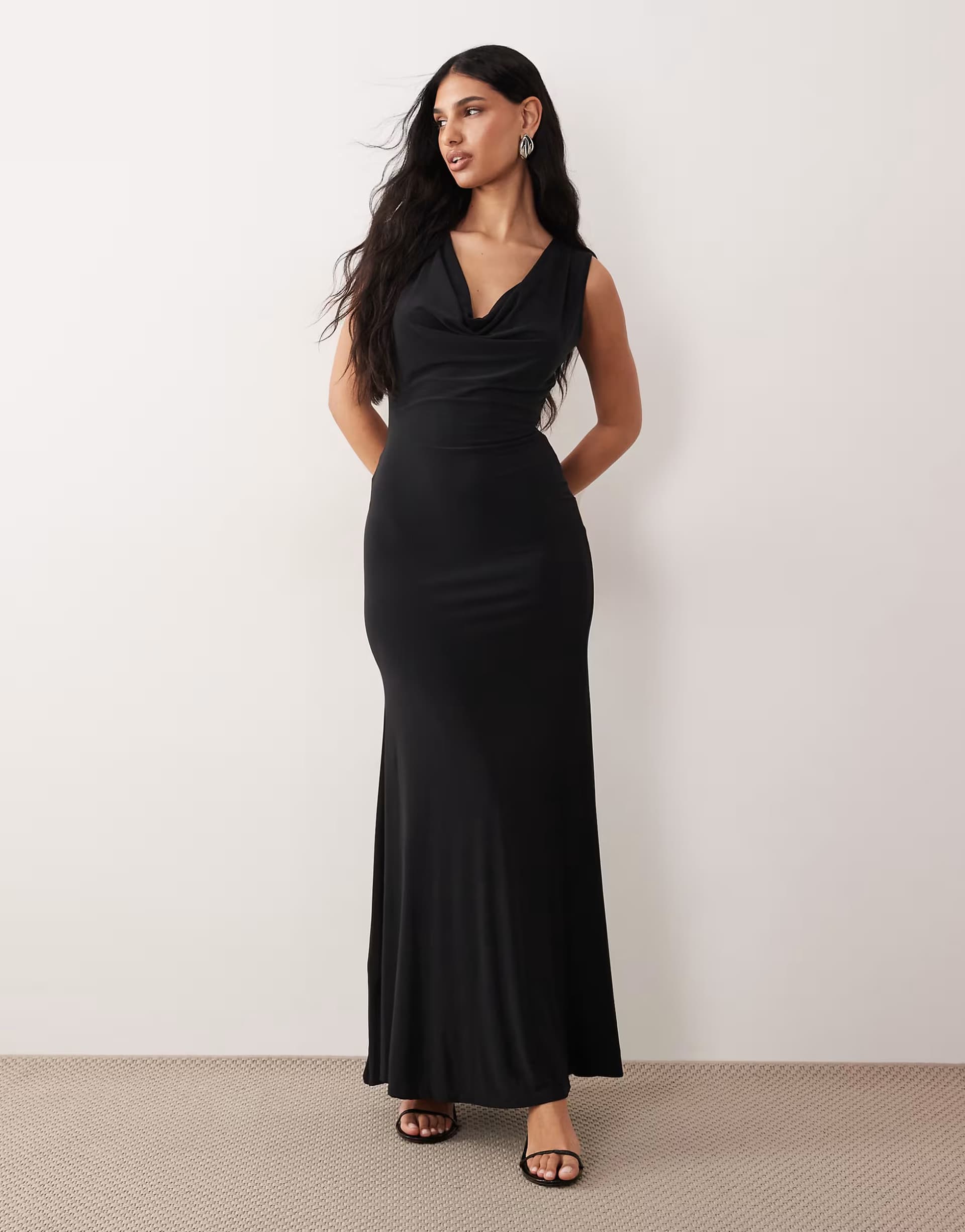 ASOS ASOS DESIGN slinky cowl maxi dress in black