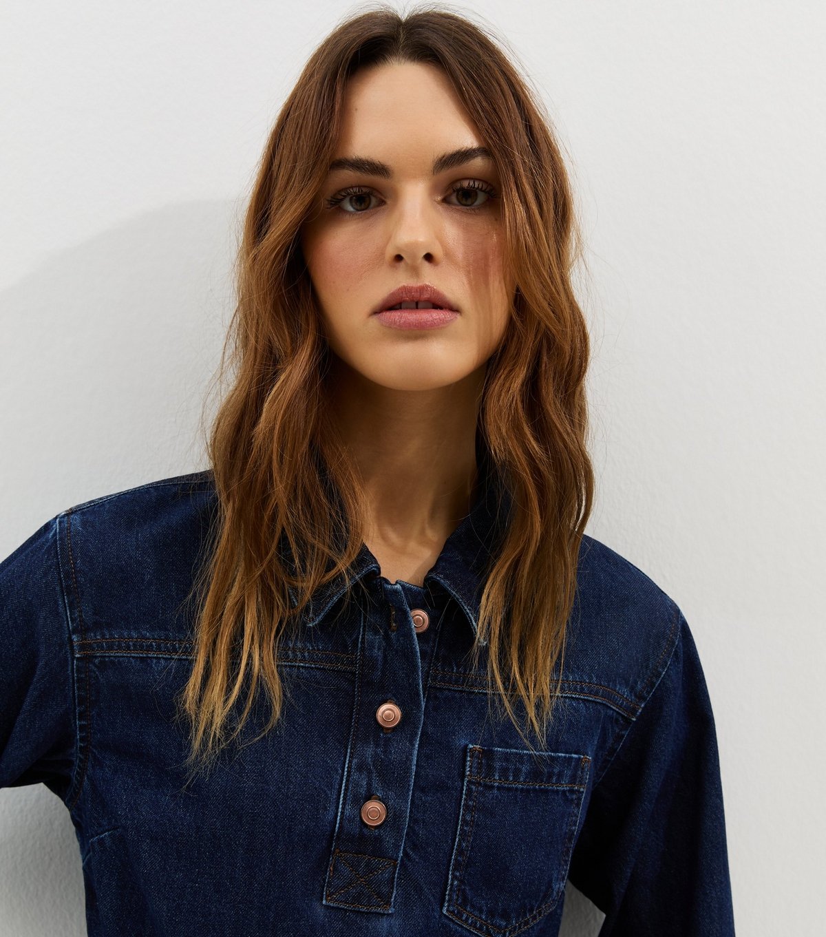 New Look Women's Blue Denim Long Sleeve Mini Shirt Dress New Look - 2