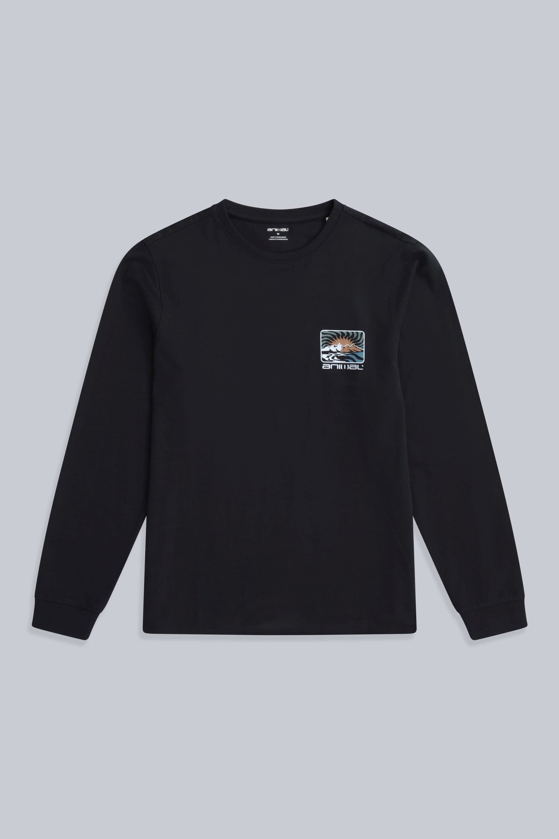 Animal Animal Men's 'Tommy' Long Sleeve Graphic Cotton T-Shirt in Black