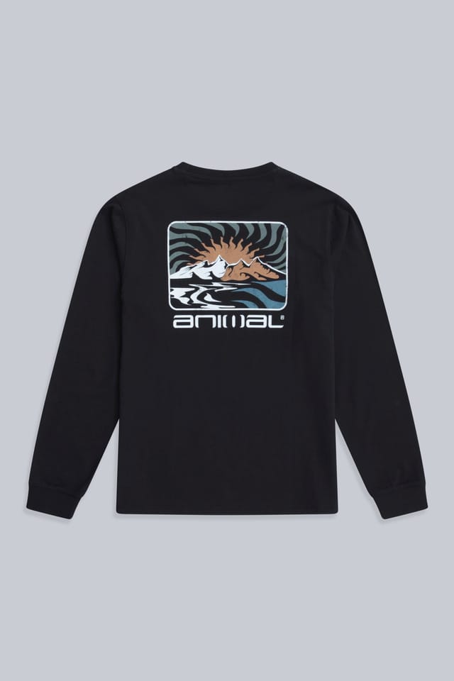 Animal Animal Men's 'Tommy' Long Sleeve Graphic Cotton T-Shirt in Black - 2