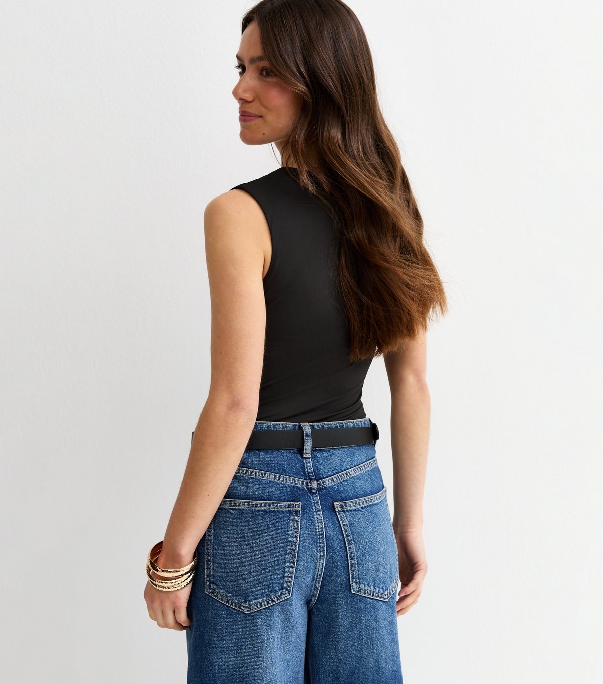 New Look Women's Petite Black Jersey Square Neck Sleeveless Bodysuit New Look - 4