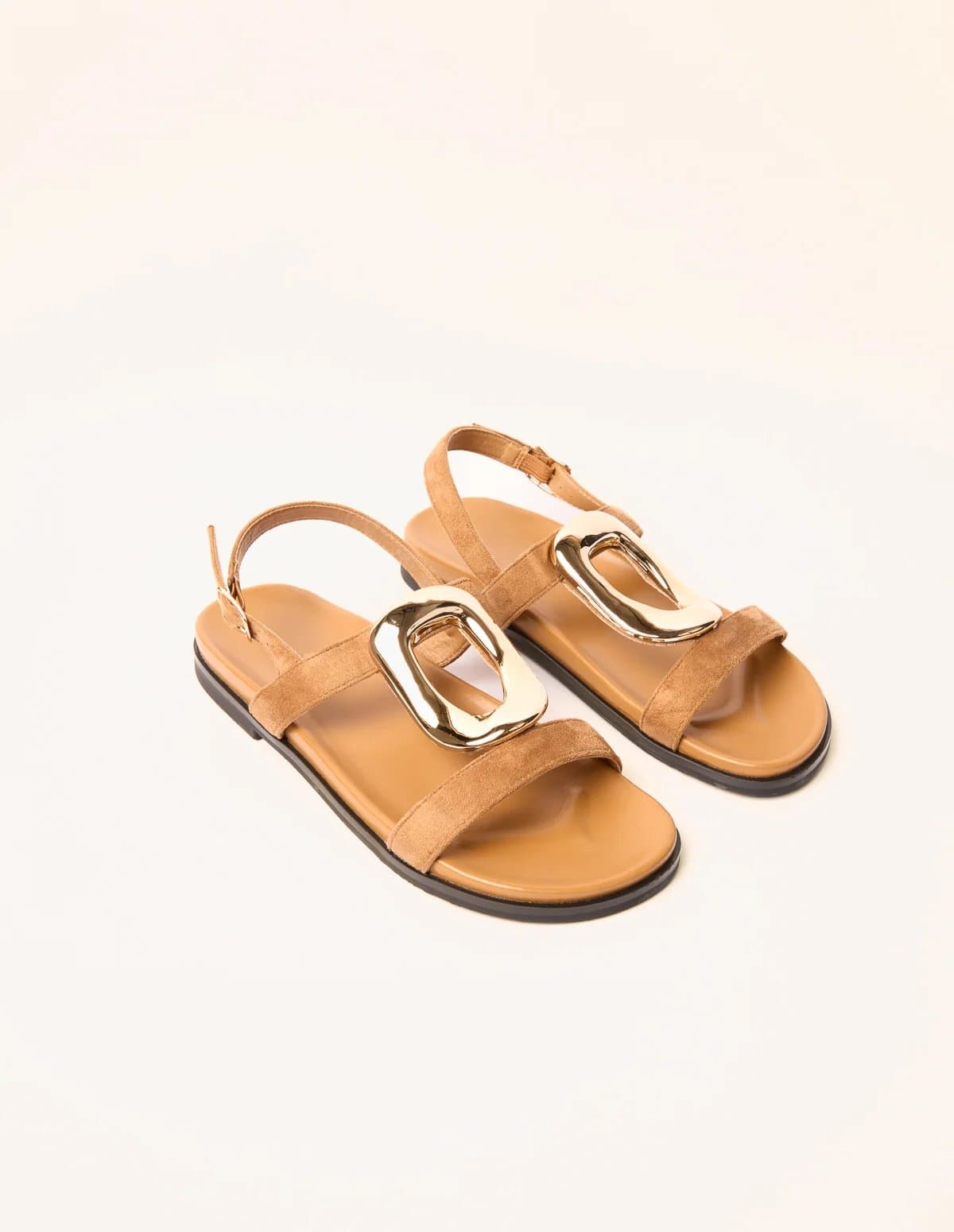 Blue Vanilla Gold Buckle Flat Sandals