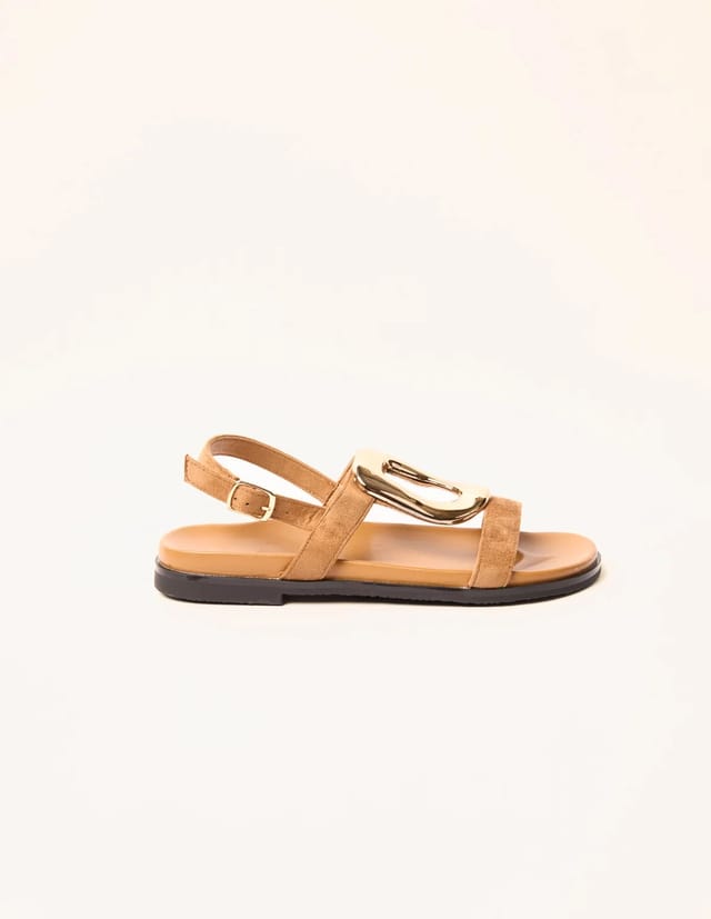 Blue Vanilla Gold Buckle Flat Sandals - 3