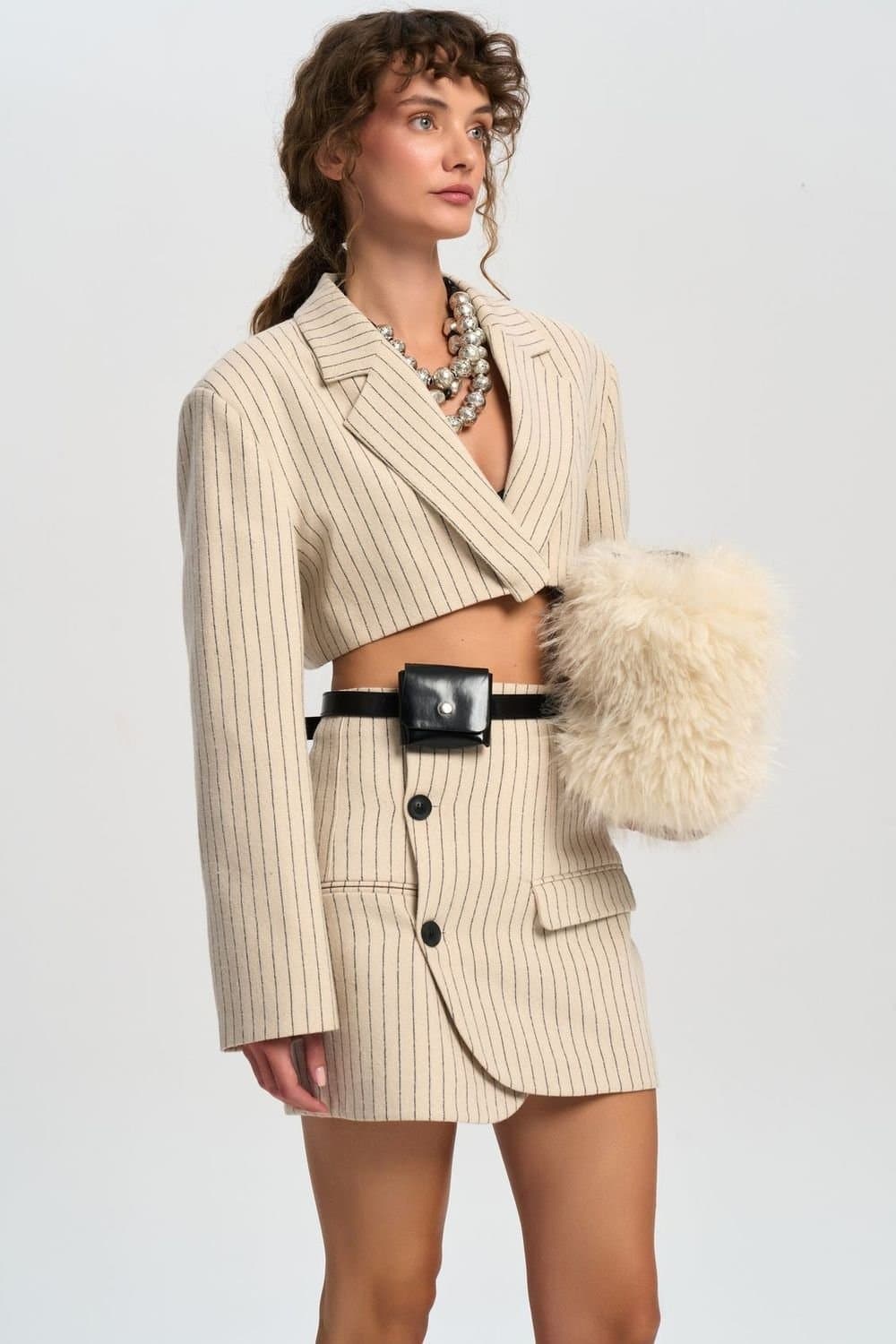 MAI STUDIOS CO. MAI STUDIOS CO. Women's Elegant Jacket-Skirt Set in Beige