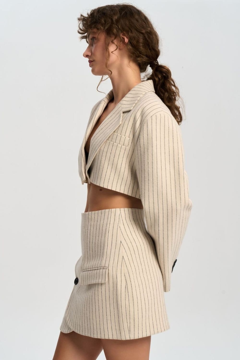 MAI STUDIOS CO. MAI STUDIOS CO. Women's Elegant Jacket-Skirt Set in Beige - 4