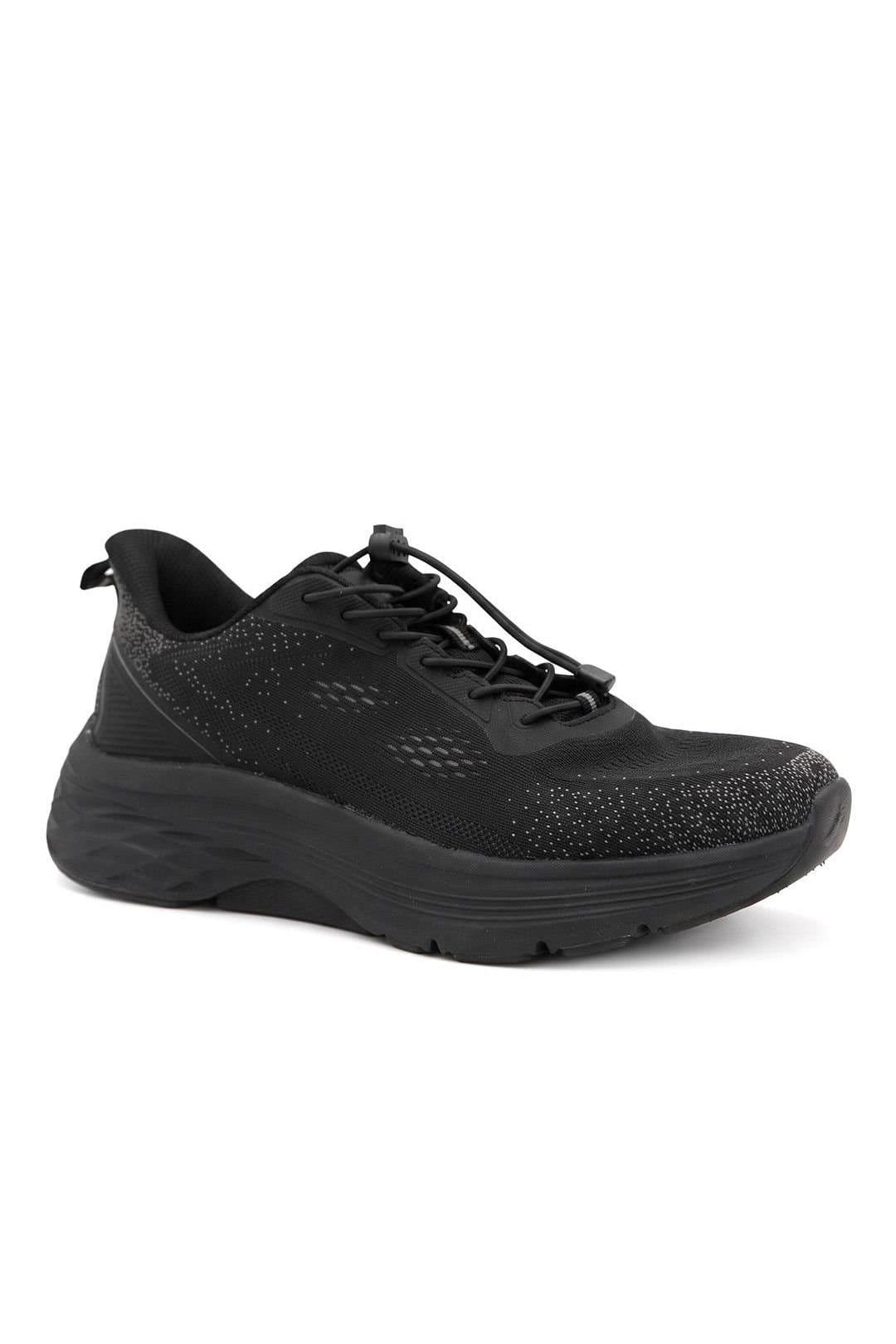 Pavers Pavers Men's Wide Fit Sporty Bungee Lace Trainers in Black