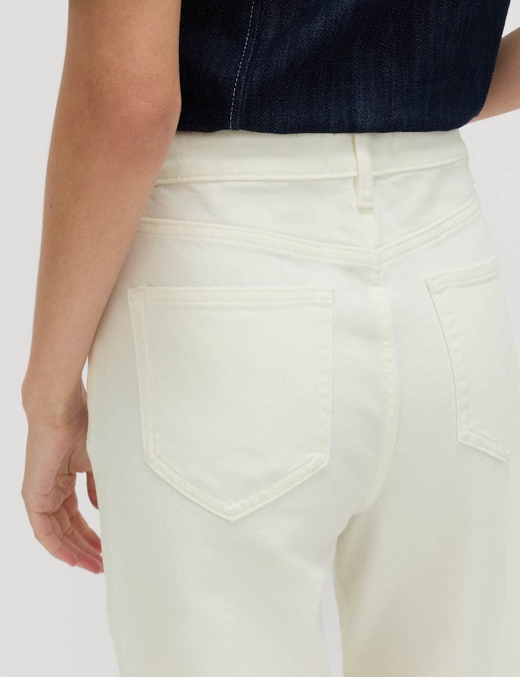 Marks & Spencer M&S Mom High Waisted Ankle Grazer Jeans Ecru