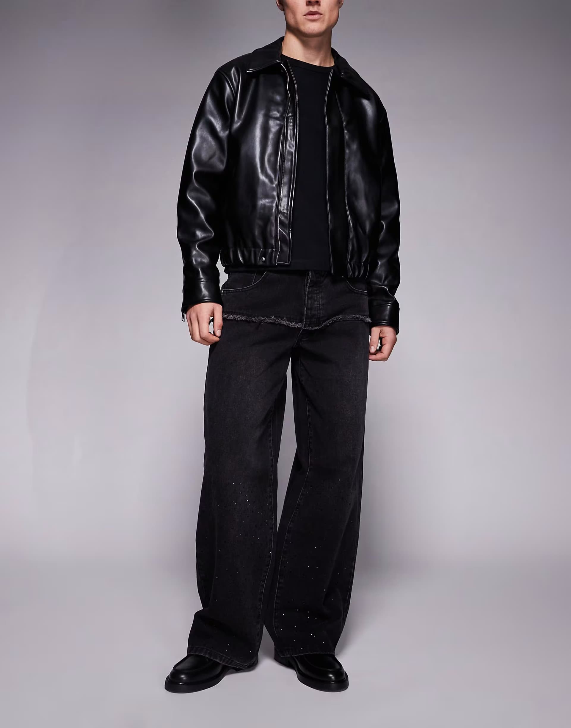 ASOS Liquor N Poker baggy embellished jeans in black