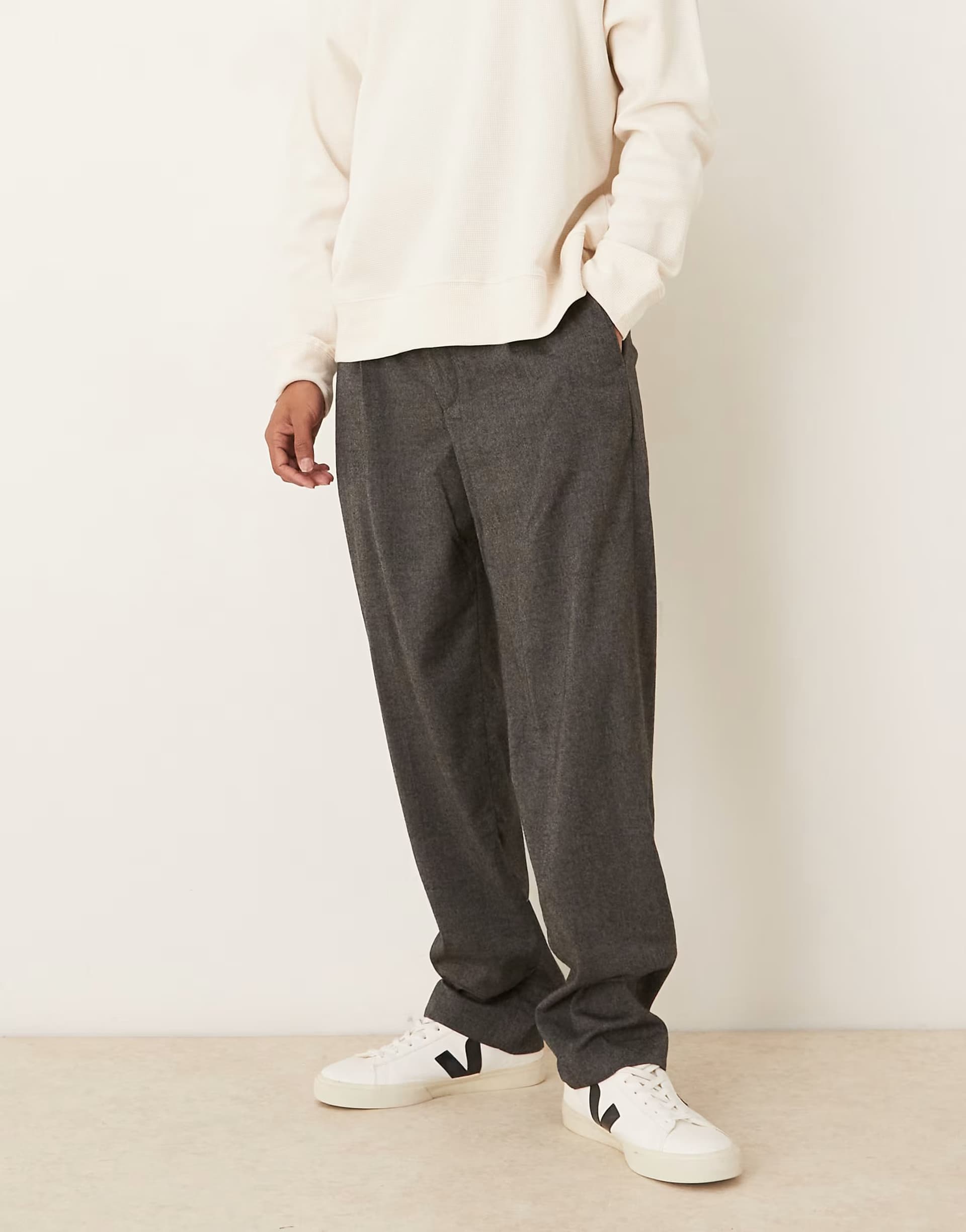 ASOS Mango pleat front tailored trouser in grey