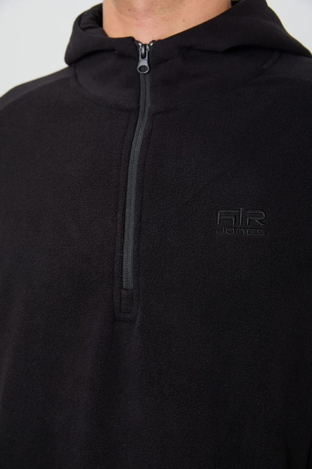Tommy Life Tommy Life Men's Color-Blocked Half-Zip Plush Sweatshirt in Black - 3