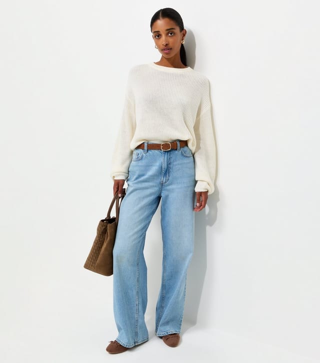 New Look Women's Cream Ribbed Knit Meet The Jean Jumper New Look - 2