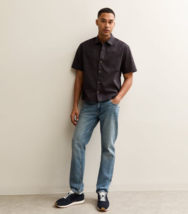 New Look Men's Dark Grey Boxy Double Pocket Short Sleeve Shirt New Look - 3