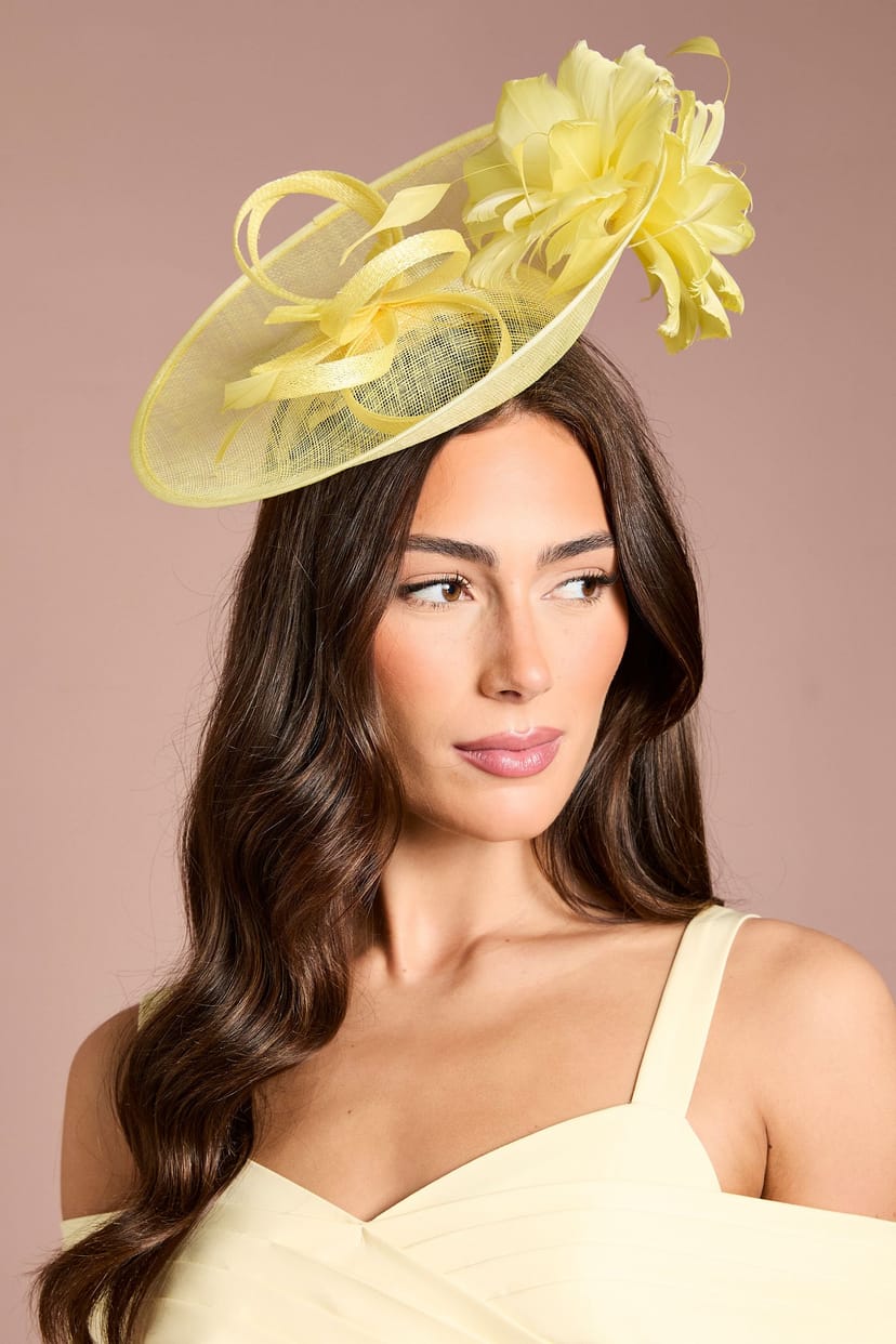 Coast Coast Women's Side Facing Feather Detail Fascinator in Lemon - 1