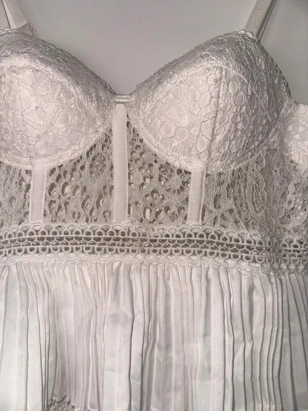 ASOS White Lace Corset Tiered Dress - Size 8
