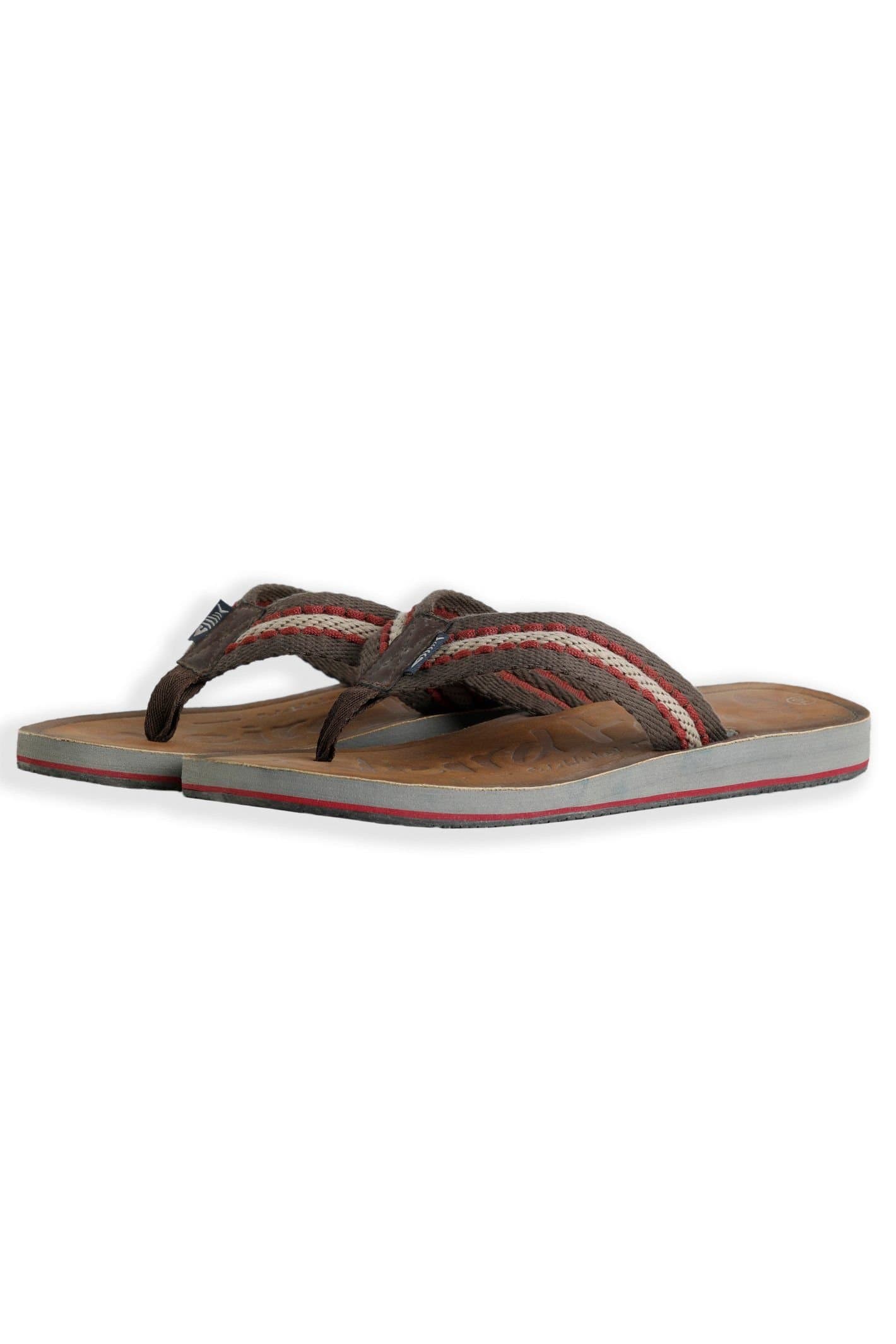 Weird Fish Weird Fish Men's Malham Leather Look Flip Flops in Brown