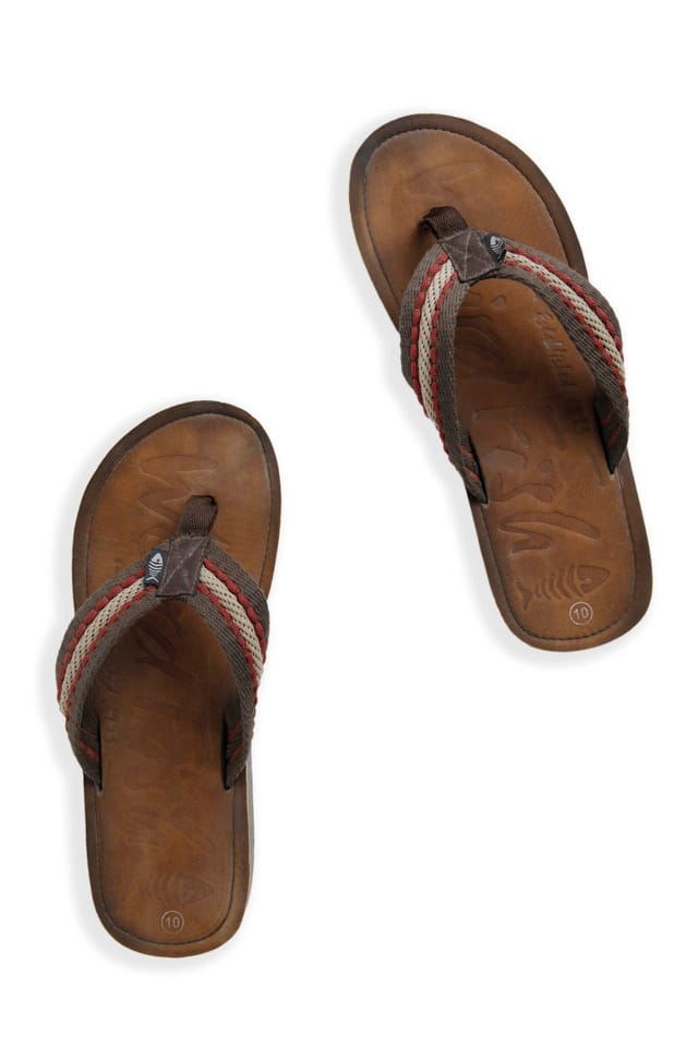 Weird Fish Weird Fish Men's Malham Leather Look Flip Flops in Brown - 3