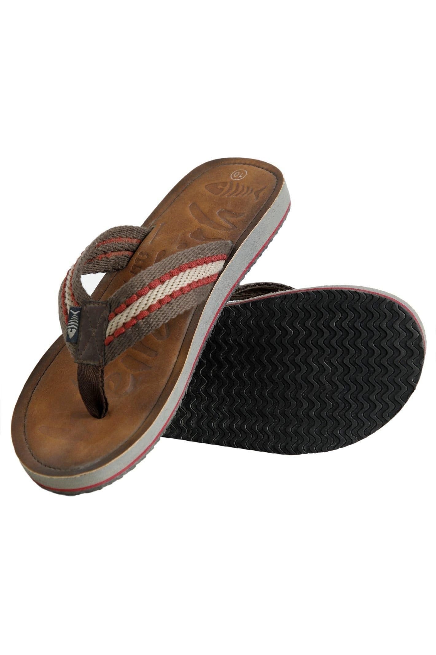 Weird Fish Weird Fish Men's Malham Leather Look Flip Flops in Brown - 4