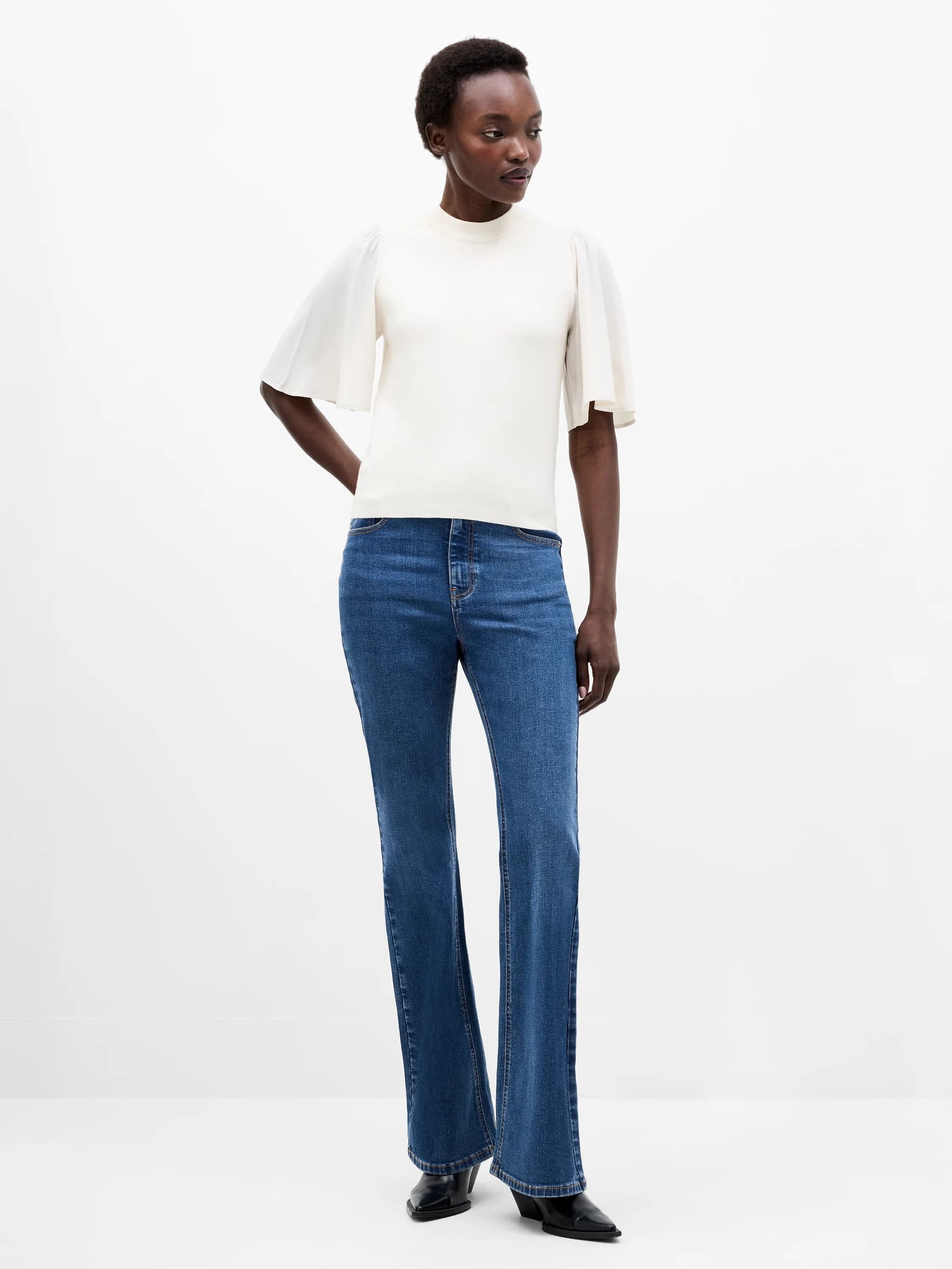 French Connection Krista Knit Round Neck Top Porcelain Cream