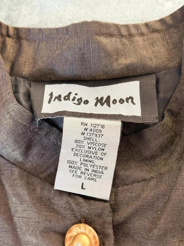 Indigo Moon Indigo Moon Black Embroidered Boho Jacket Gold Leaf Tunic UK 14/16