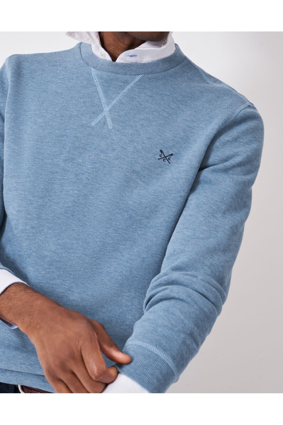 Crew Clothing Crew Clothing Men's French Rib Knit Crew Blue Marl - 3